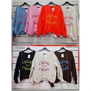 Sweter damski z dekoltem w serek - Produkt Włoski