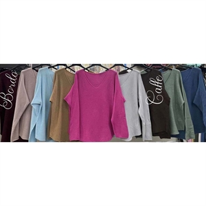 Sweter damski z dekoltem w serek