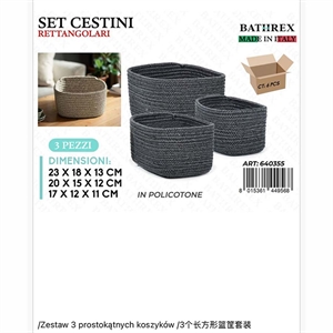 Zestaw prostokątnych koszyków