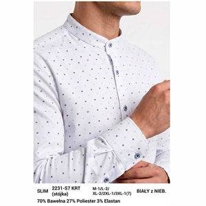 Koszula męska wizytowa we wzorek na stójce produkt Turecki  S-3XL