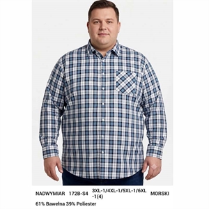 Koszula męska w kratkę krój regular produkt Turecki Big Size  3XL-6XL