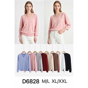 Sweter damski z dekoltem w serek  M/L-XL/2XL