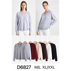 Sweter damski z dekoltem w serek  M/L-XL/2XL