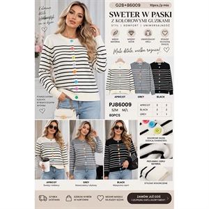 Sweter damski zapinany na guziki w paski  S/M-M/L