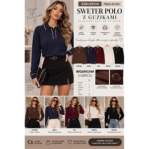 Sweter damski polo z guzikami