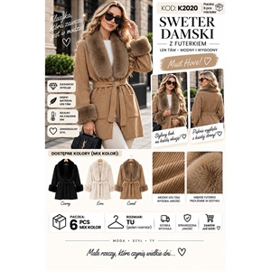 Sweter damski z futerkiem