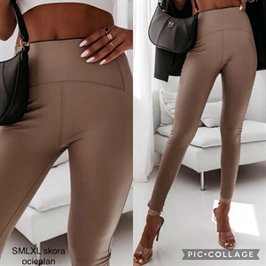 Ocieplane legginsy ze sztucznej skóry  S-XL