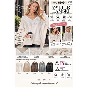Sweter damski z dekoltem w serek