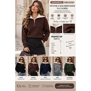 Sweter damski z kołnierzykiem na zamek
