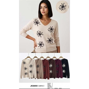 Sweter damski z dekoltem w serek