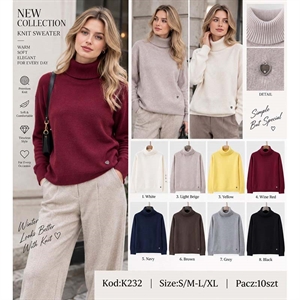Sweter damski z golfem  S/M-L/XL