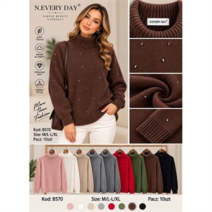 Sweter damski z golfem  M/L-L/XL