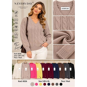 Sweter damski z dekoltem w serek  S/M-L/XL