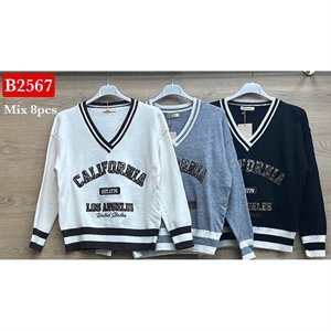 Sweter damski z dekoltem w serek