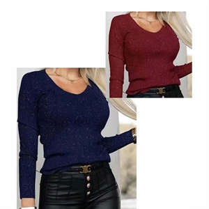 Sweter damski z dekoltem w serek