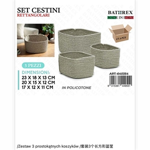 Zestaw prostokątnych koszyków