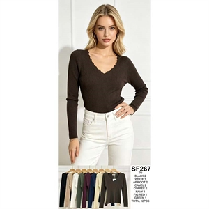 Sweter damski z dekoltem w serek