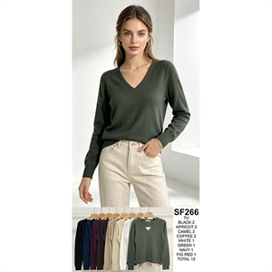 Sweter damski z dekoltem w serek