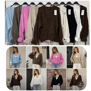 Sweter damski z dekoltem w serek