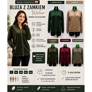 Bluza welurowa damska produkt Polski  L-4XL