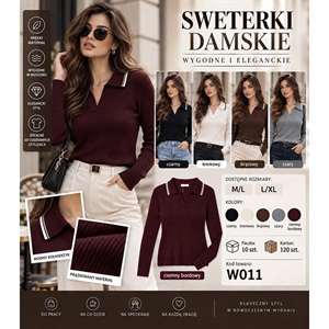 Sweter damski z kołnierzykiem  M/L-L/XL