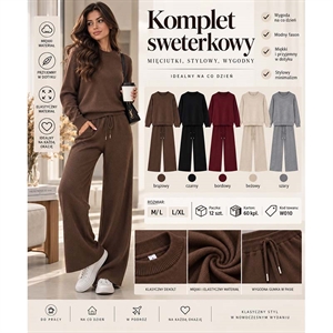 Komplet sweterkowy damski okrągły  M/L-L/XL