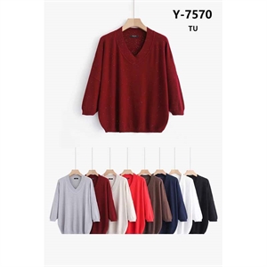 Sweter damski z dekoltem w serek