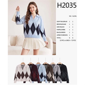 Sweter damski z dekoltem w serek  M/L-XL/XXL