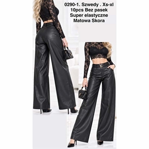 Spodnie szerokie nogawki ze sztucznej skóry  XS-XL