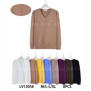 Sweter damski z dekoltem w serek  M/L-L/XL