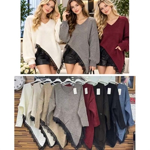 Sweter damski z dekoltem w serek