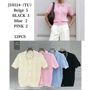 Sweter damski zapinany na guziki z krótkimi rękawami