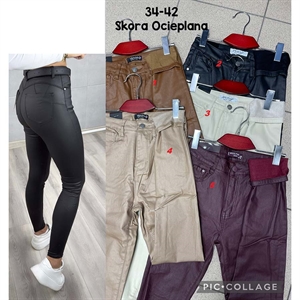 Ocieplane spodnie ze sztucznej skóry  34-42