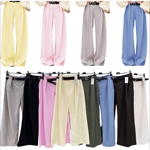 Spodnie szerokie nogawki z paskiem produkt Włoski