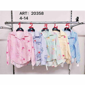 Koszula dziewczęca z długim rękawem  4-14 lat