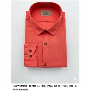 Koszula Ala len na kołnierzu długi rękaw krój Fegular fit produkt Turecki 3XL-6XL