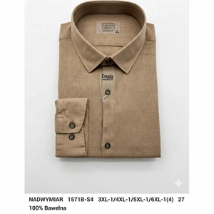 Koszula Ala len na kołnierzu długi rękaw krój Fegular fit produkt Turecki 3XL-6XL