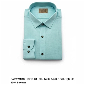 Koszula Ala len na kołnierzu długi rękaw krój Fegular fit produkt Turecki 3XL-6XL