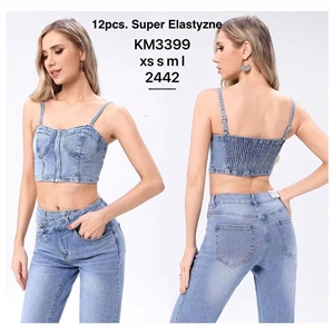 Bluzka jeansowa crop top damski  XS-L