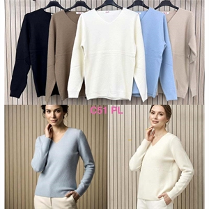 Sweter damski z dekoltem w serek