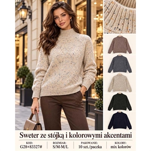 Sweter damski z półgolfem  S/M-M/L