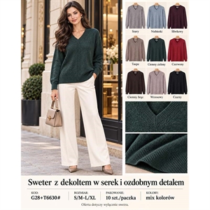 Sweter damski z dekoltem w serek  S/M-L/XL
