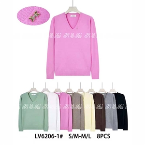 Sweter damski z dekoltem w serek  S/M-M/L
