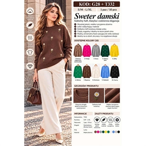 Sweter damski okrągły  S/M-L/XL