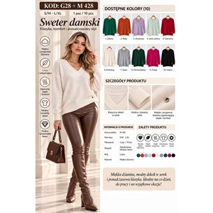 Sweter damski z dekoltem w serek  S/M-L/XL