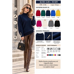 Sweter damski z półgolfem  S/M-L/XL
