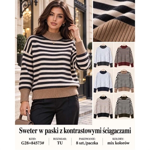 Sweter damski z półgolfem w paski