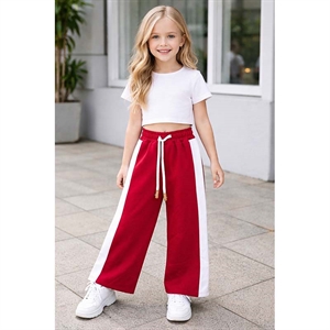 Spodnie dziewczęce z szerokimi nogawkami (4-14)