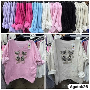 Sweter damski z dekoltem w serek - Produkt Włoski