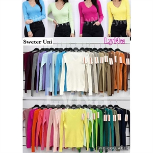 Sweter damski z dekoltem w serek - Produkt Włoski